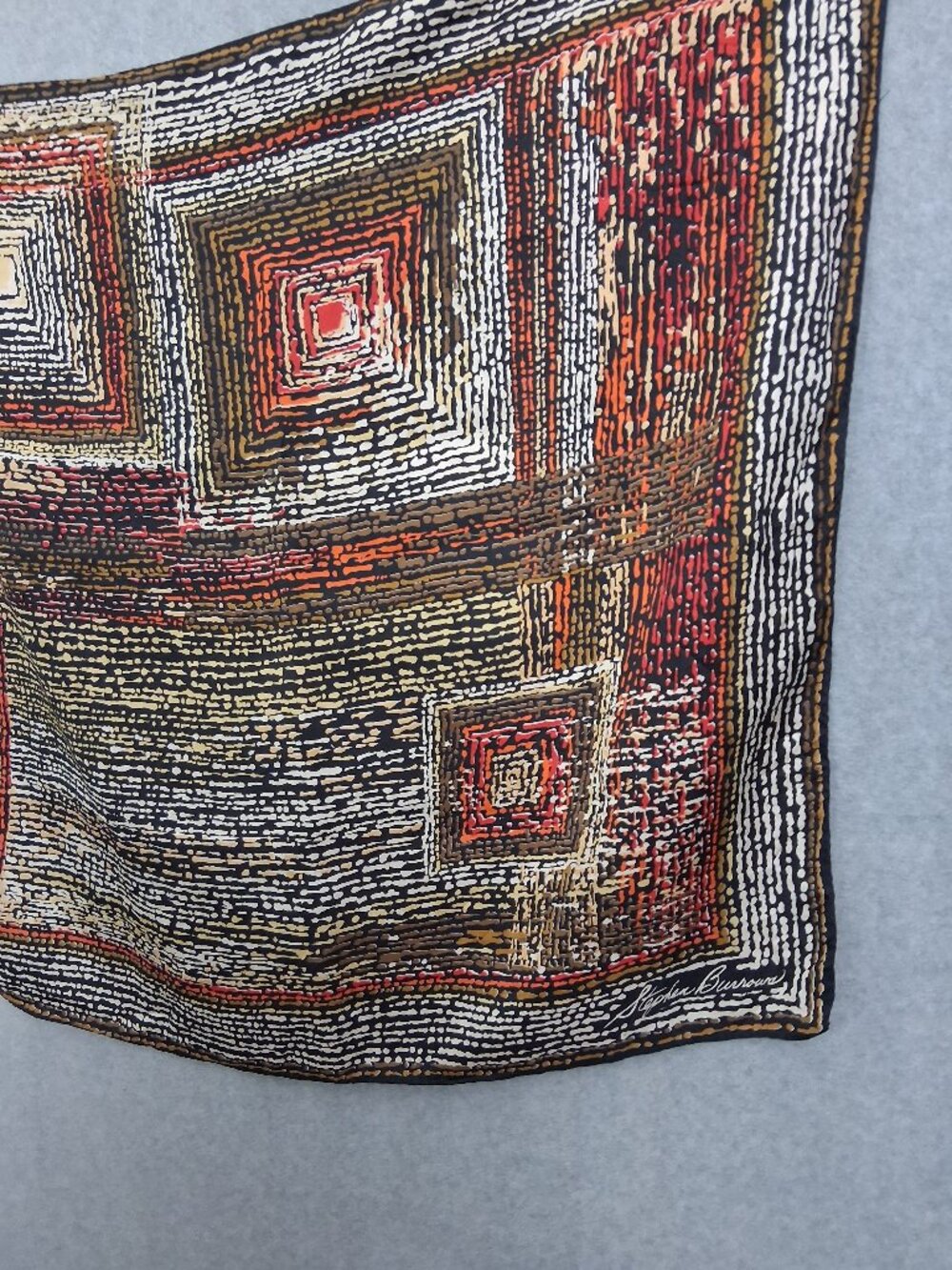 Vintage Stephen Burrows Fall Color Geo Design Scarf - Picture 4 of 5